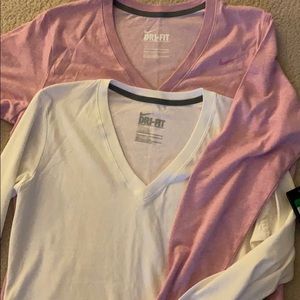 Two Nike dri-fit long sleeve tees.  Together $18.
